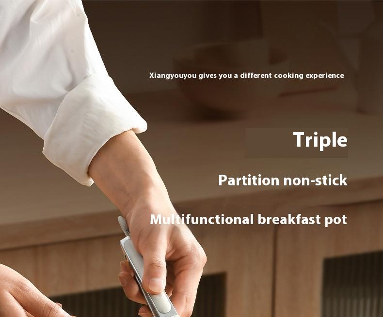 Maifan Stone Multifunctional Breakfast Pan, 2+1 Partition Non - stick, Deep Egg Slots & Anti - scald Handle household skillet