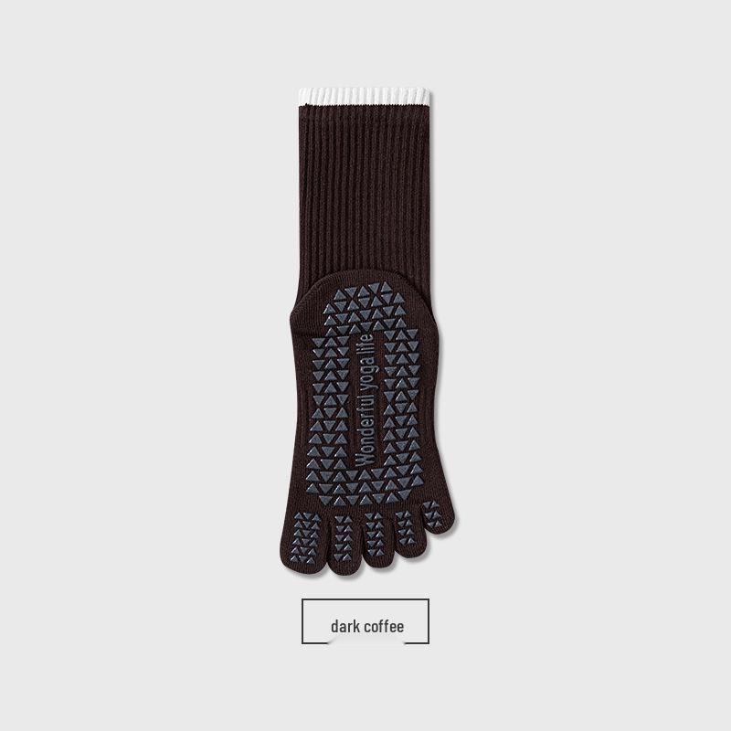 Women's Anti-Odor Five-Toe Yoga Mid-Calf Socks for Autumn/Winter | Anti-Slip Toe-Separating Socks for Sports, Dance, and Pilates