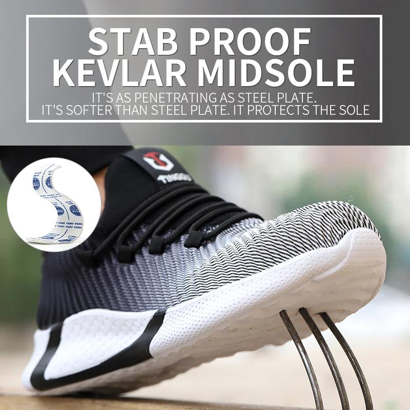 Men Work Safety Shoes Anti-Smashing Steel Toe Puncture Proof Boots Construction Lightweight Male Sneakers Men Women Air Light