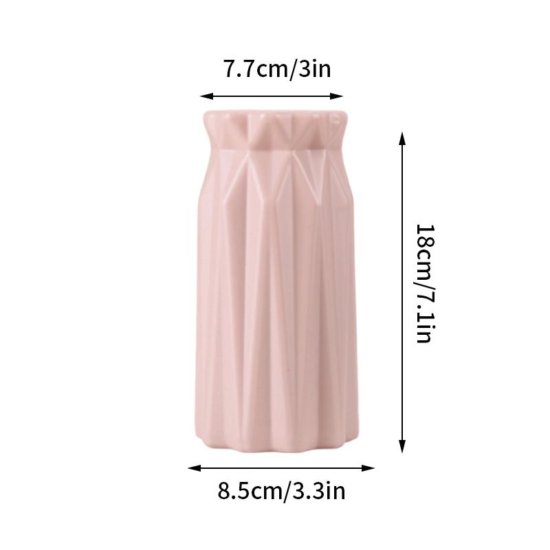 Imitation Ceramic Flower Vase Nordic Solid Color Plastic Dried Plants Vase Flower Arrangement Container Home Living Room Decor