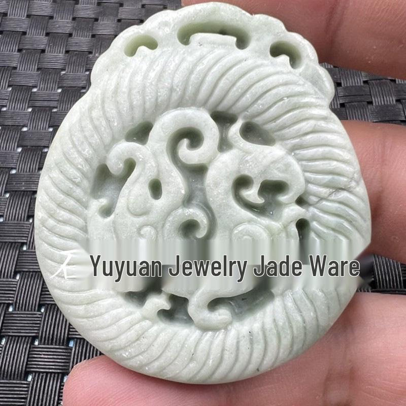 Emerald Green Guanyin Buddha Dragon Jade Pendant - Heart-Shaped Jade Stone for Car or Necklace