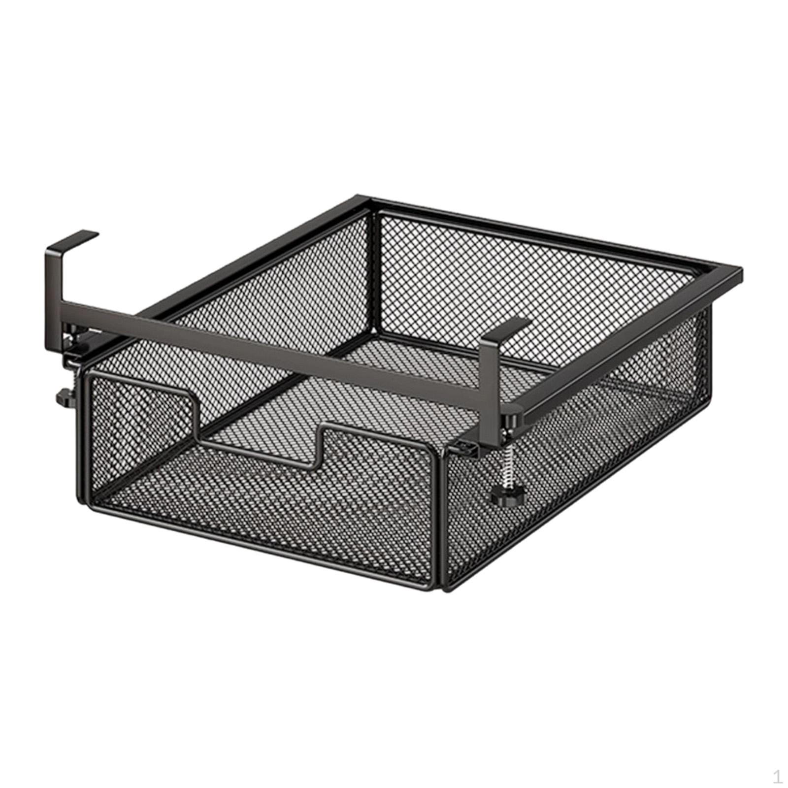 

Drawer Basket, Iron Hanging Drawer, Pull-out Shelf, Versatile Use for Office, Dorm Room, Black S