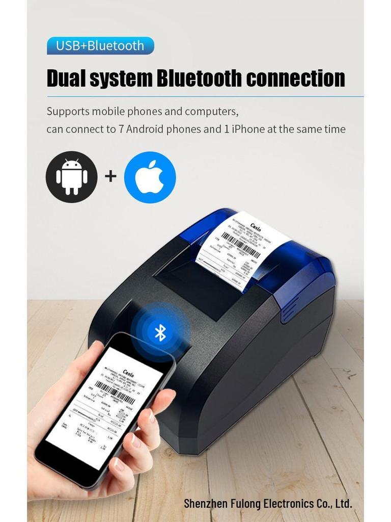 USB/Bluetooth 58mm Thermal Receipt Printer for Portuguese and Spanish Cash Registers