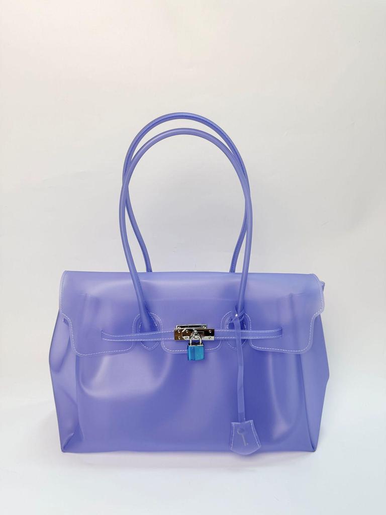 2026 Women's Waterproof TPU Jelly Handbag - Fashionable Lock Buckle Tote for Beach & Everyday Use