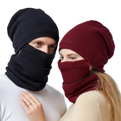 Autumn Winter Hat Scarf Mask Three-piece Velvet Warm Ear Protection For Men Women