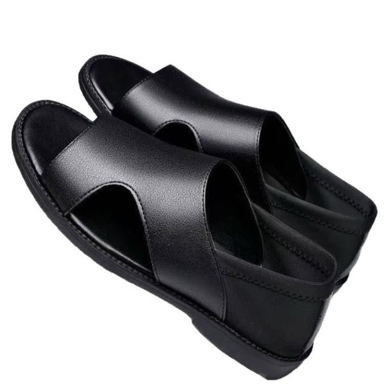 Fashion Summer 2025 Men's Sandals Thick Rubber Sole Beach Shoes Middle-Aged Dad Casual Comfortable PVC Upper Adult Leisure Footwear