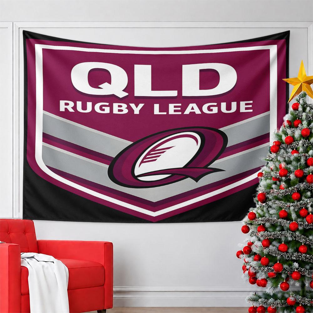 "QLD Rugby League Logo Design" Pattern Wall Hanging Tapestry Decorative Tapestry Home Decor for Bedroom and Living Room