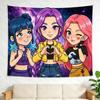 Trendy Kpop Wall Tapestry Cute Cartoon Starry Backdrop Aesthetic Room Decor for Kpop Fans Durable  Washable Bedroom Tapestry