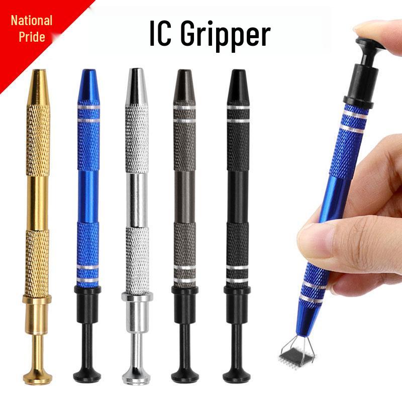 Pen-Shaped Electronic Component Gripper: IC Puller & Screw Picker with Four-Jaw BGA SMD IC Suction Pen Alloy Picker - Gold
