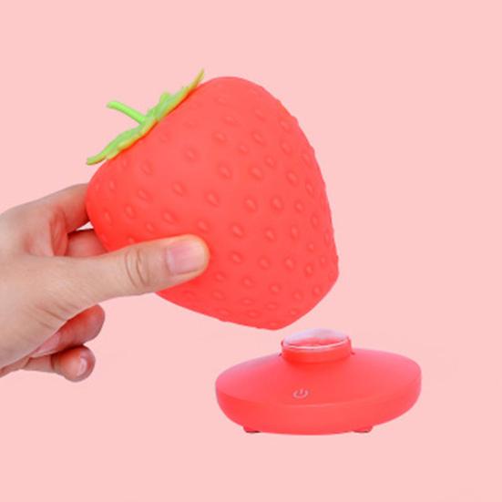 Lampada da comodino a LED creativa ricaricabile senza sfarfallio con luce notturna a fragola, decorazione da tavolo