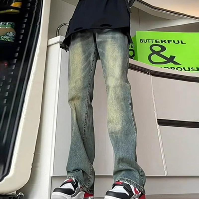 American retro blue jeans men's spring trendy brand annual tall micro-pull pants casual extended pants