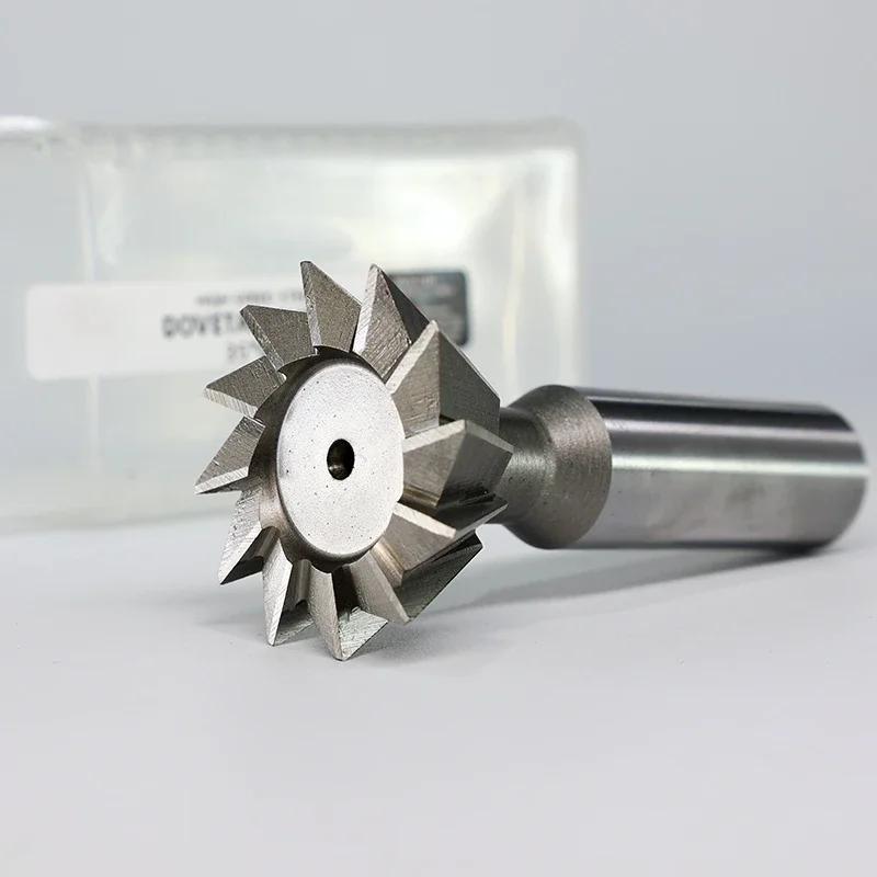High speed steel ultra hard straight shank multi blade dovetail groove milling cutter, a double-edged tool for machining