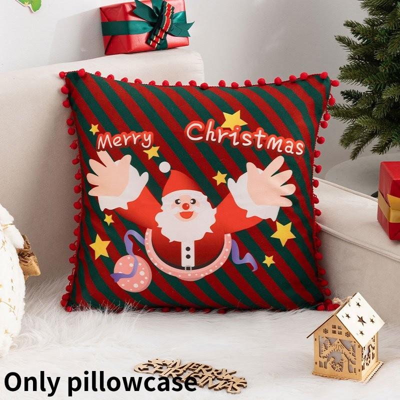Cartoon Santa Christmas Pillowcase Cushion Back Pillow Cover Xmas Holiday Decor