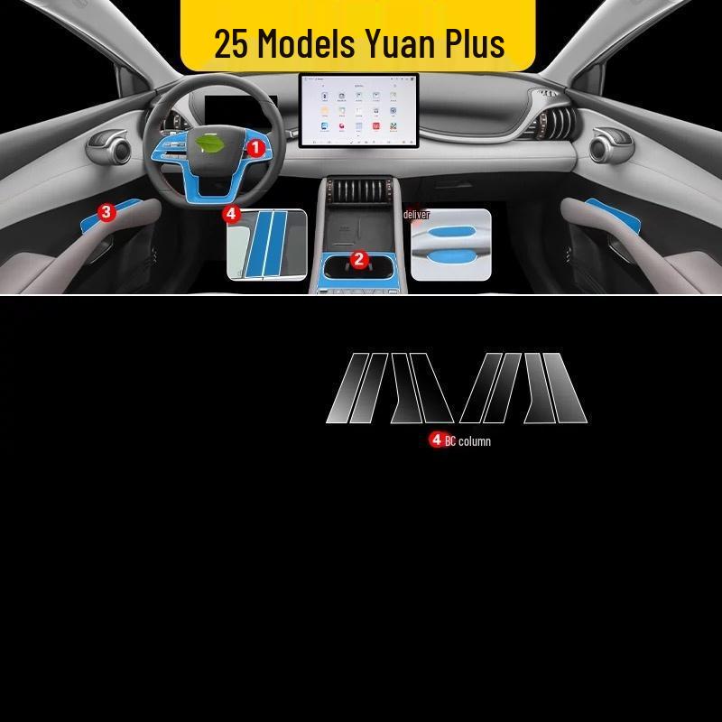 BYD Yuan Plus Interior Film: Protective Transparent Central Control Film for 25 Models