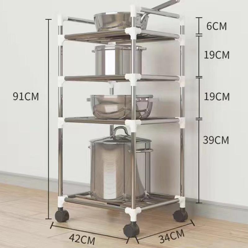 Multi-layer Kitchen Storage Holder Rack Stainless Steel Pot Kitchenware Pan Cover Shelf Room Corner Storage Rack Shelf Organizer