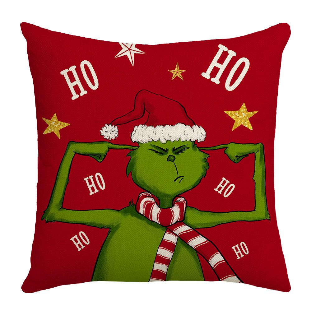 New Christmas Decorative Cushion Cover Linen Print Funny Pillow Sofa Home Cushion Cover