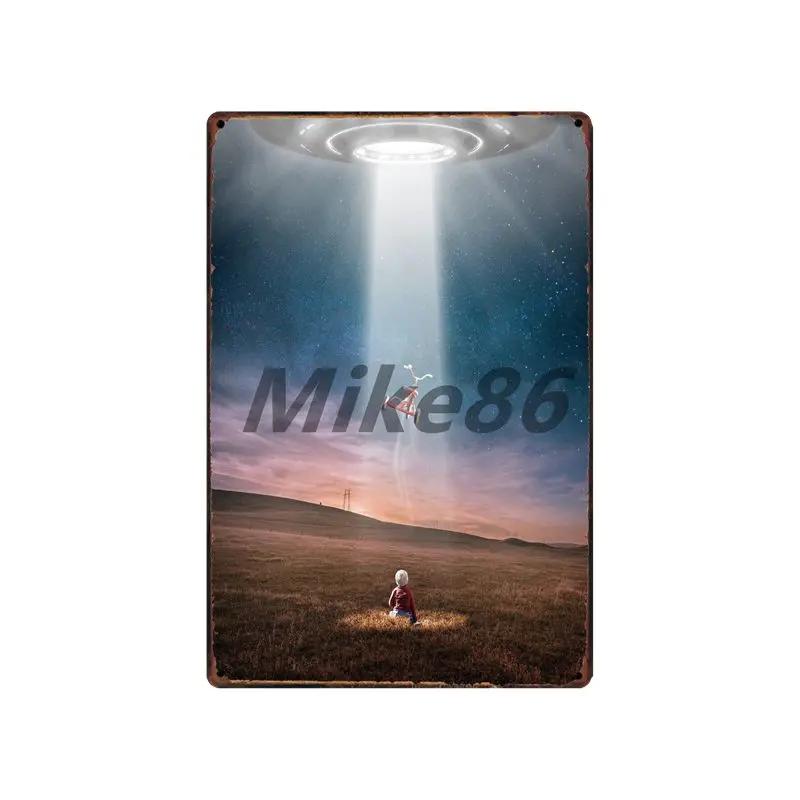 [ Mike86 ] Wanring AREA 51 I WANT TO BELIEVE UFO Aliens Metal Sign Wall Plaque Poster Custom Painting Room Decor Art LT-1695
