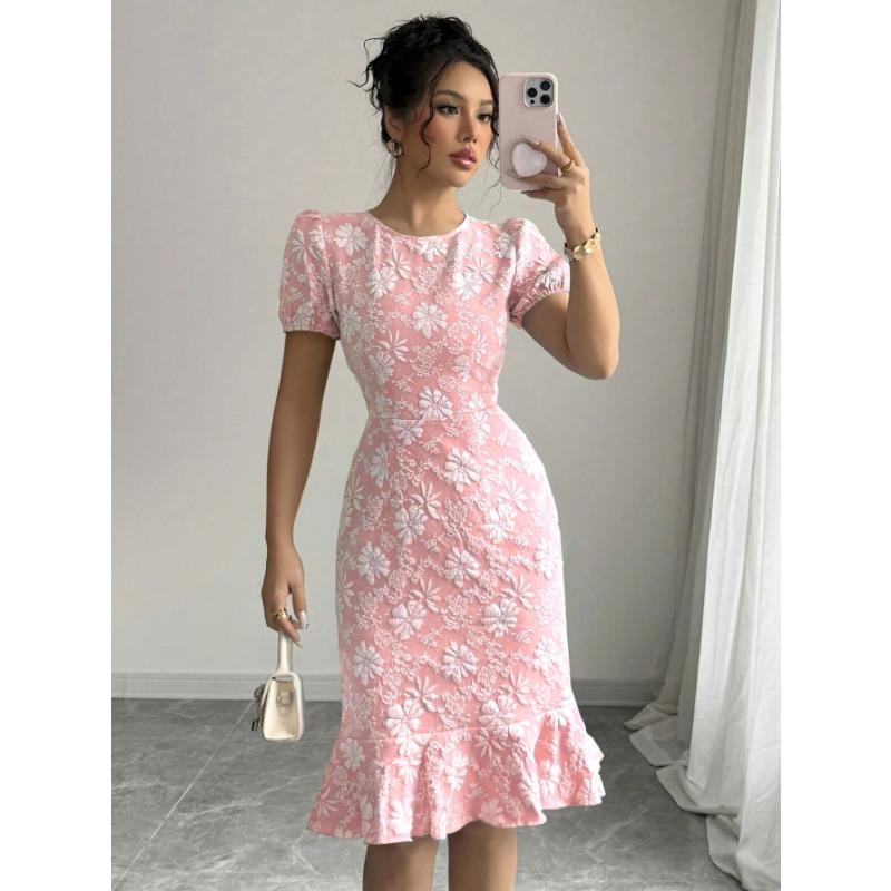 

Summer Slimming and Body-hugging Women s Dress Fashionable and Elegant Versatile for Both Work and Casual Wear XXL розовый