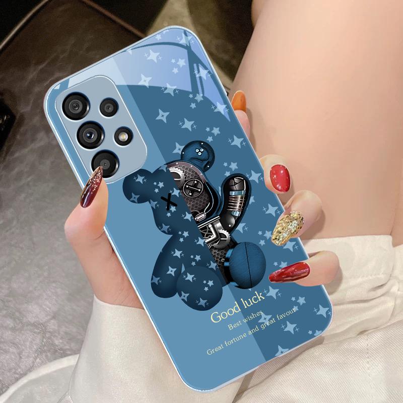 Brown Machine Bear For Samsung Galaxy S10 4G S20 11E 30 S21 22 S24 Fe Pro S23 S25 Ultra 5G S9 Tempered Glass Phone Case