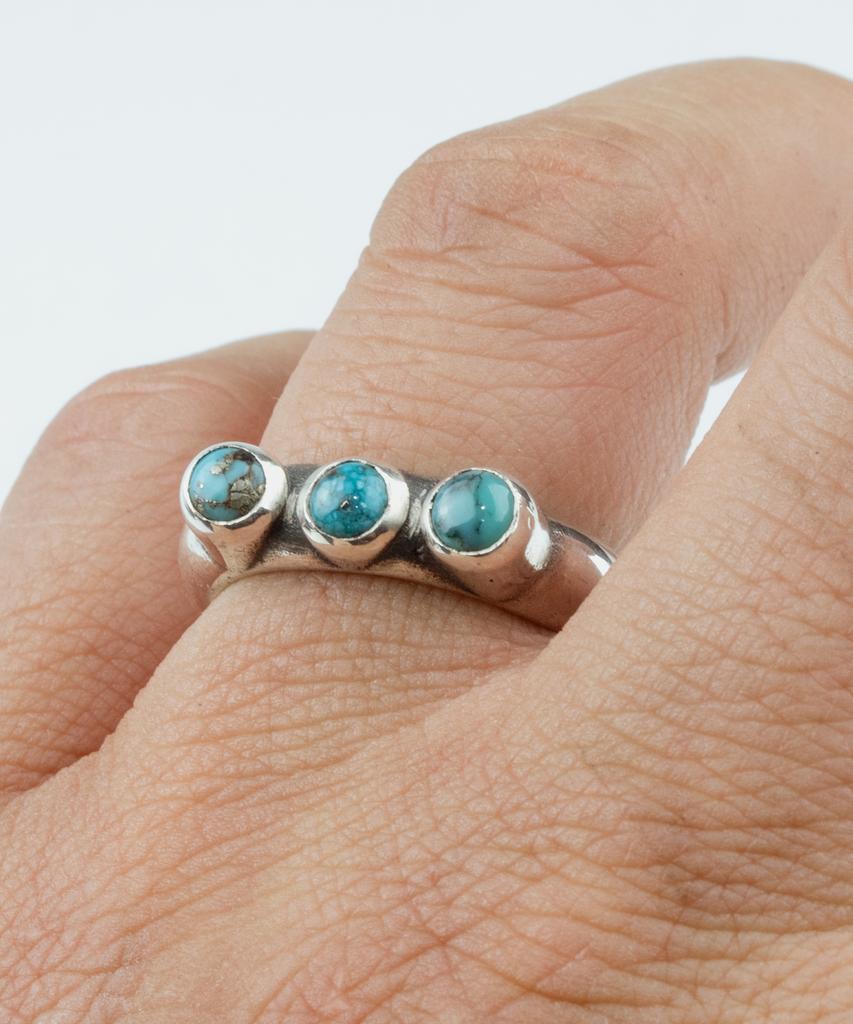 Sheen666 Triple Turquoise Silver Ring (Type A)