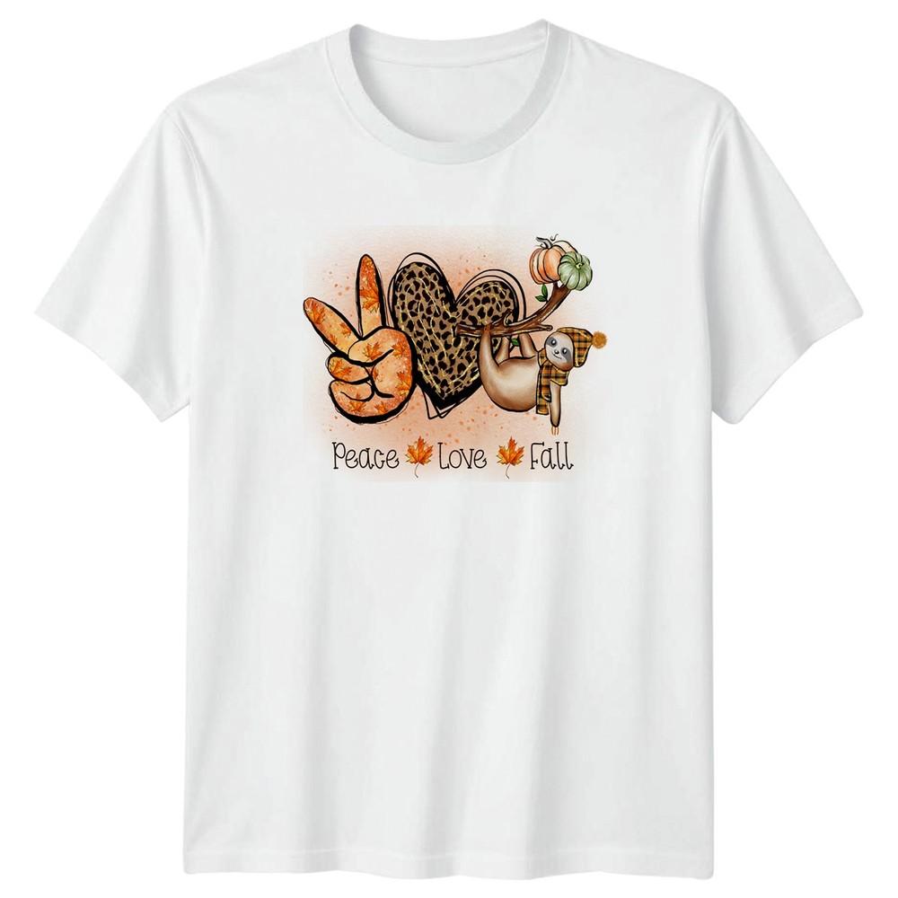Peace Love Fall Unisexs TShirt Sloth Autumn Autumn Gift For Her S