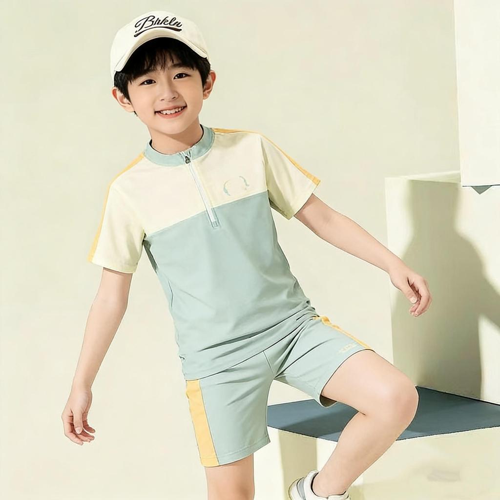 2026 Men's and Boys' Plus-Size Quick-Dry Swim Trunks & Top Set