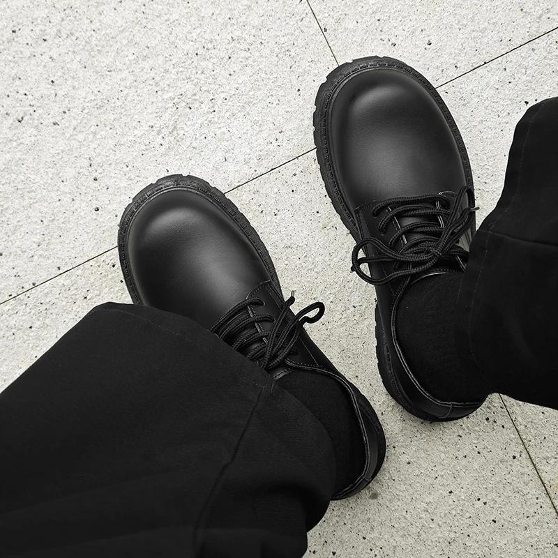 Fashion Trendy Men's Casual Leather Shoes Breathable PU Versatile Non-slip Motorcycle Leather Shoe Wedding Banquet Business Formal Shoes