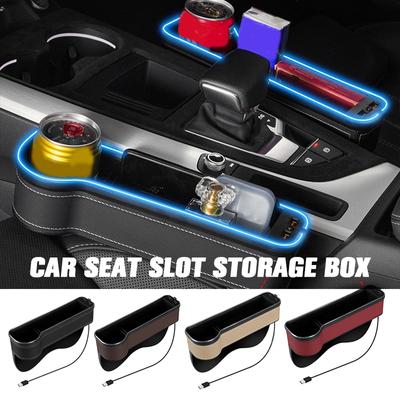 Nuevo Cargador USB Dual para Coche Relleno de Huecos LED Organizador de Espacios entre Asientos Bolsillo Atrapador Accesorios para Coche Llave Teléfono Portavasos Almacenamiento