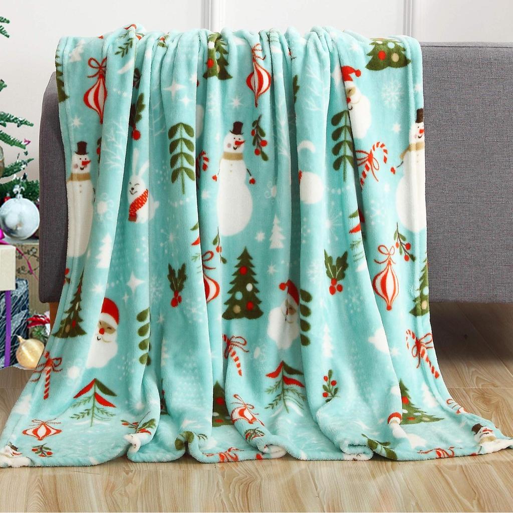 2025 Flannel Throw Blanket Wine Red Blanket Reindeer Christmas Blanket Holiday Gift Sofa Blanket