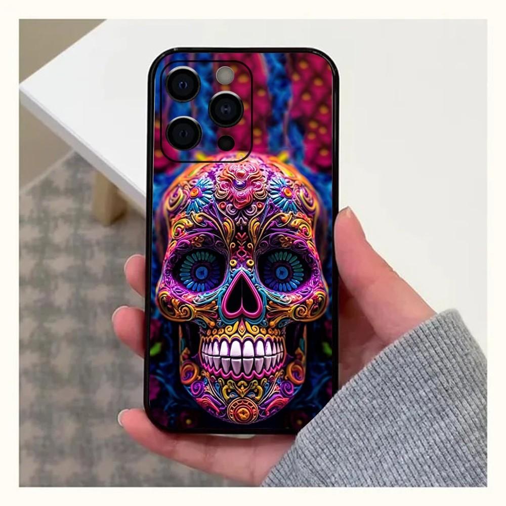 Mexican Catrina Skull Phone Case For Apple iPhone 15,14,13,12,11,Pro,X,XS,Max,XR,Plus,Mini Soft Black Cover iPhone15