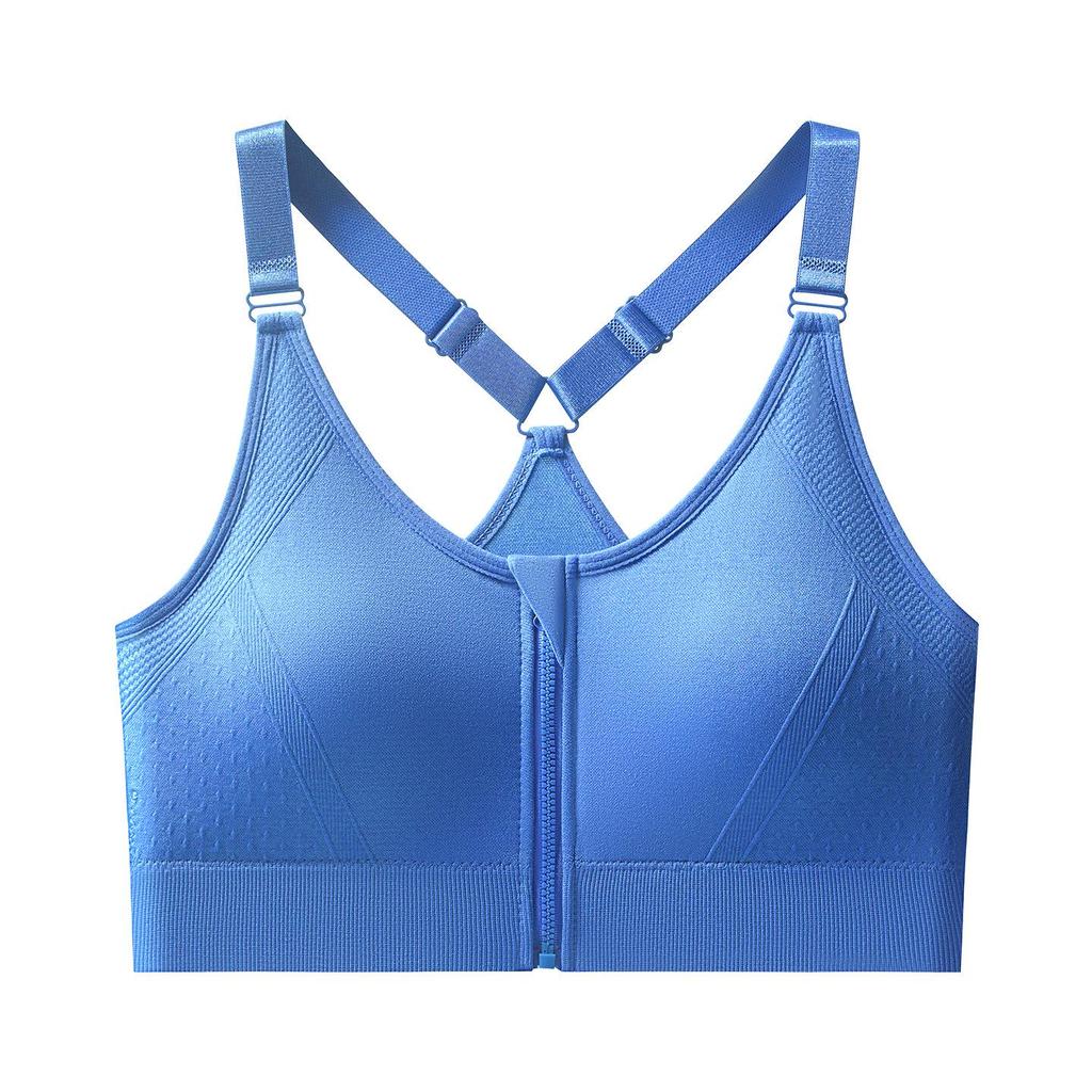 Women's Front Zip Sports Bra - Running, Yoga, Fitness Beautiful Back Design