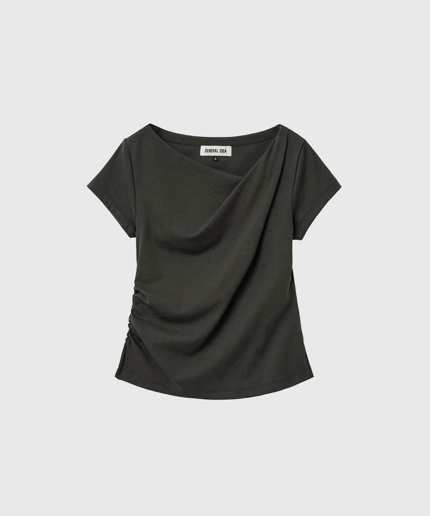 GENERALIDEA Drape Shirred Jersey Blouse [Charcoal] / Gf2Lts527