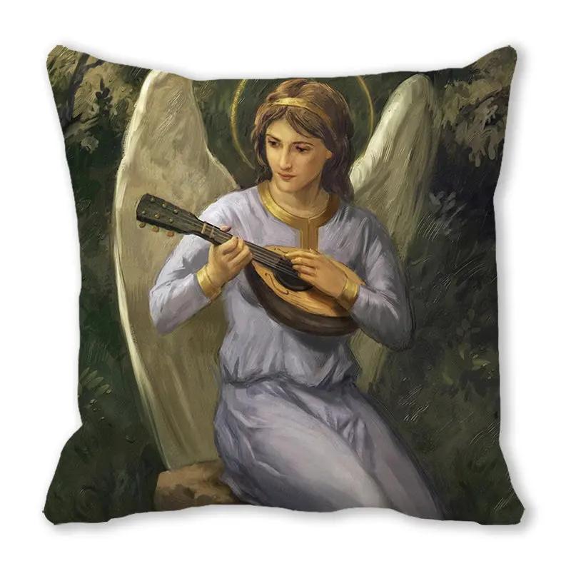 

Christmas Cushion Cover Christmas Angel Pattern Decorative Cushions Polyester Throw Pillow Case Xmas Decorations Pillows Cover 30x30cm12x12Inch