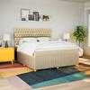 Maison Exclusive - Estrado de ripas de cama com colchão Creme 180x200 cm Tecido
