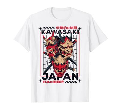 Kawasaki City Noh Mask Retro Japan Kawasaki T-shirt