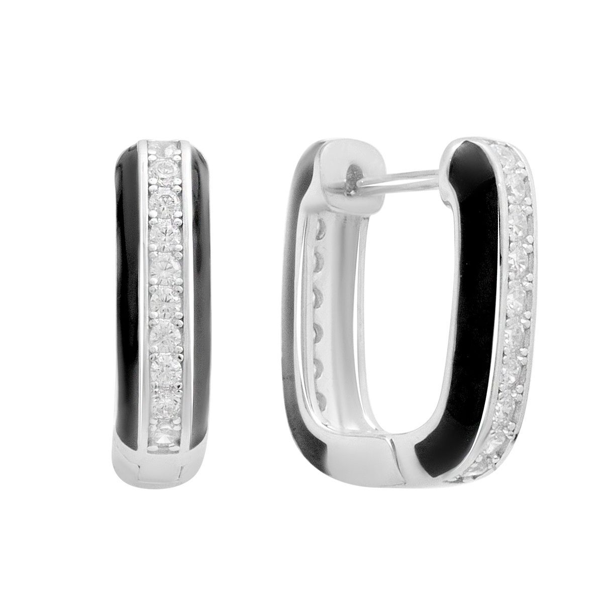 

Серебряные серьги с фианитами, емаллю (2184577) білий