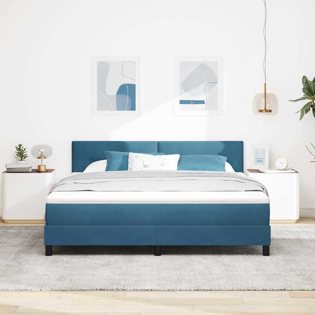 Box Spring Bed with Mattress Dark Blue 180 x 200 cm Velvet