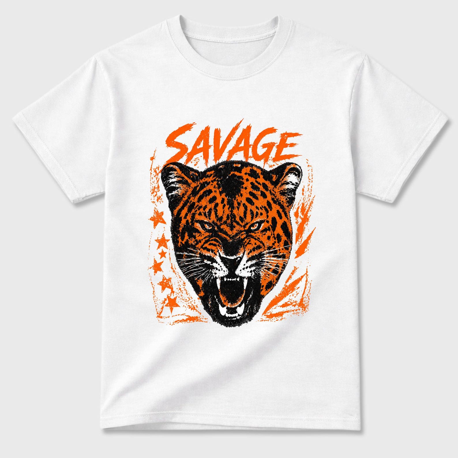 Savage Tiger graphic tee. Streetwear Brand Graphic T-Shirt. 3s Orange Citrus 2XL