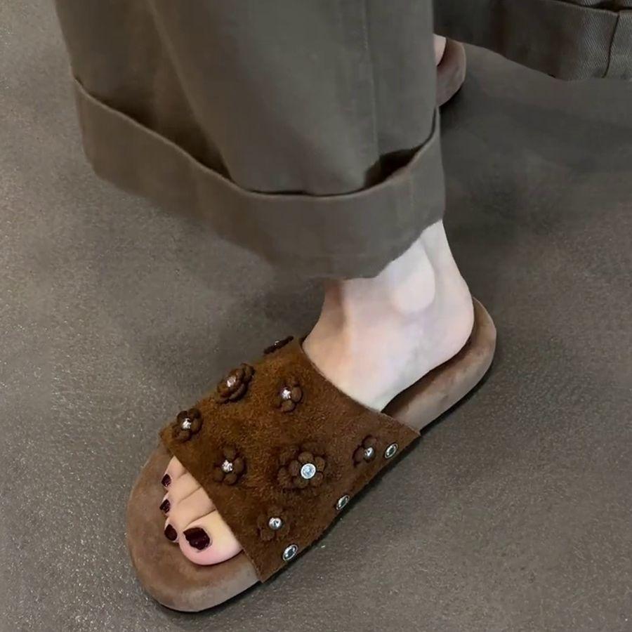 Fashion flower open-toed cool slippers women's summer new thick-soled extraordinary foreign style comfortable wear anti-velvet versatile sandals