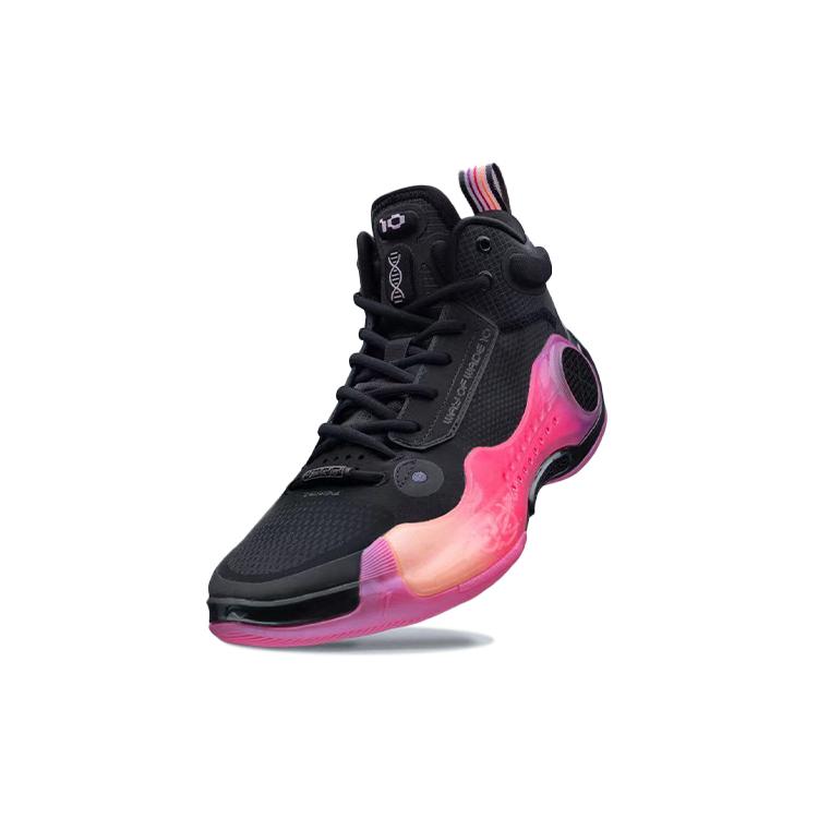Li Ning WOW 10 Sunrise Comfortable Cushioning, Wear Resistant Mid Top Basketball Shoes Men's Black ABAS075-1