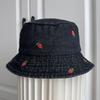 New Strawberry Denim Embroidered Shell Bucket Hat Men's and Women's Sunshade Basin Hat Spring and Summer Fashion Versatile Tide
