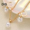 Faux Pearl Jewelry Set for Women White Faux Pearl Necklace Hoop Earrings Set for Bride Bridesmaid Wedding Accessory