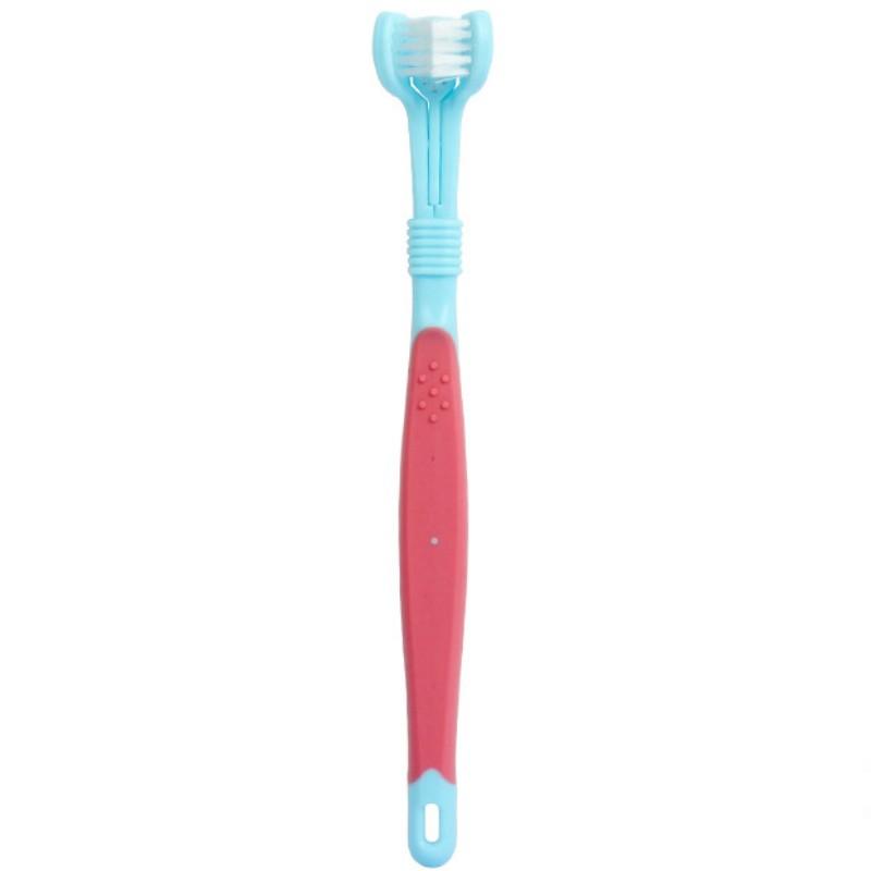 Dog Toothbrush Three Sided Pet Toothbrush Oral Cleaning Three Headed Brush for Dog Teeth Cleaning Soft Hair Dogs Toothbrushes