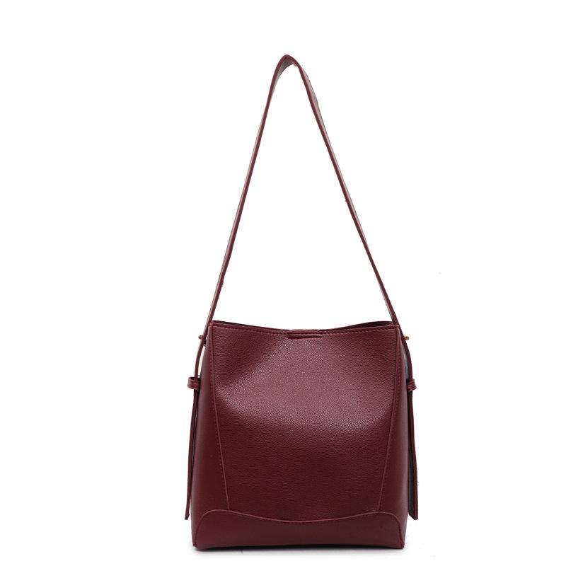 

Сумка-ведро женская новая сумка-мессенджер широкий плечевой ремень большая вместимость ретро дорожная наплечная сумка-тоут бордовый