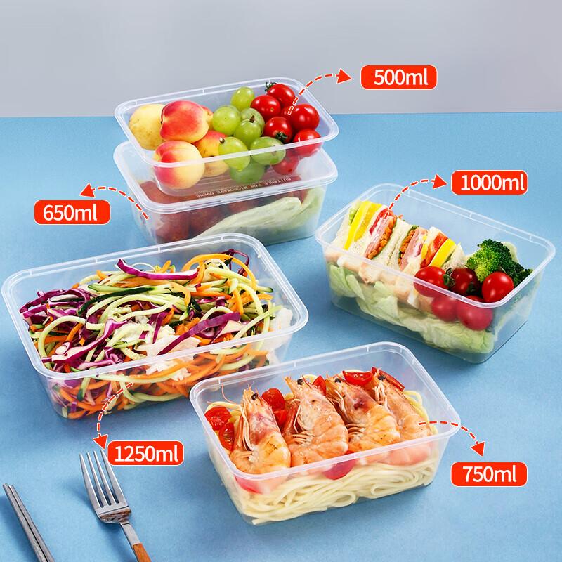 Churong 750ml Disposable Rectangular Food Containers with Lids (300 Count)