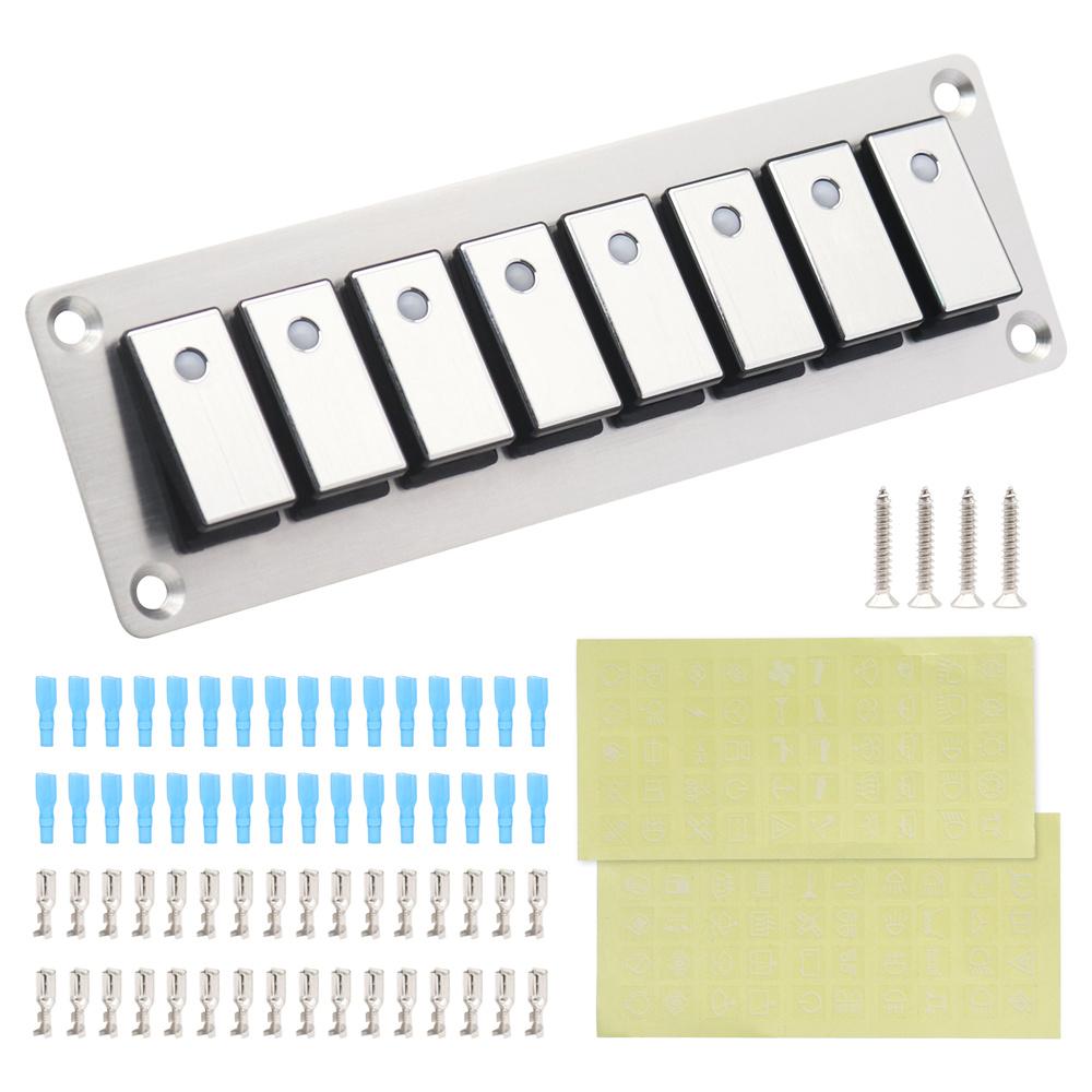 8 Rocker Switch Panel Switch Panel with LED Light For Boat Car
