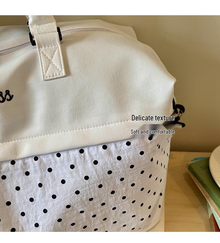 Expandable Large-Capacity Crossbody Travel Bag - Polka Dot, Lightweight, High-Grade, Maternity & Fitness Ready