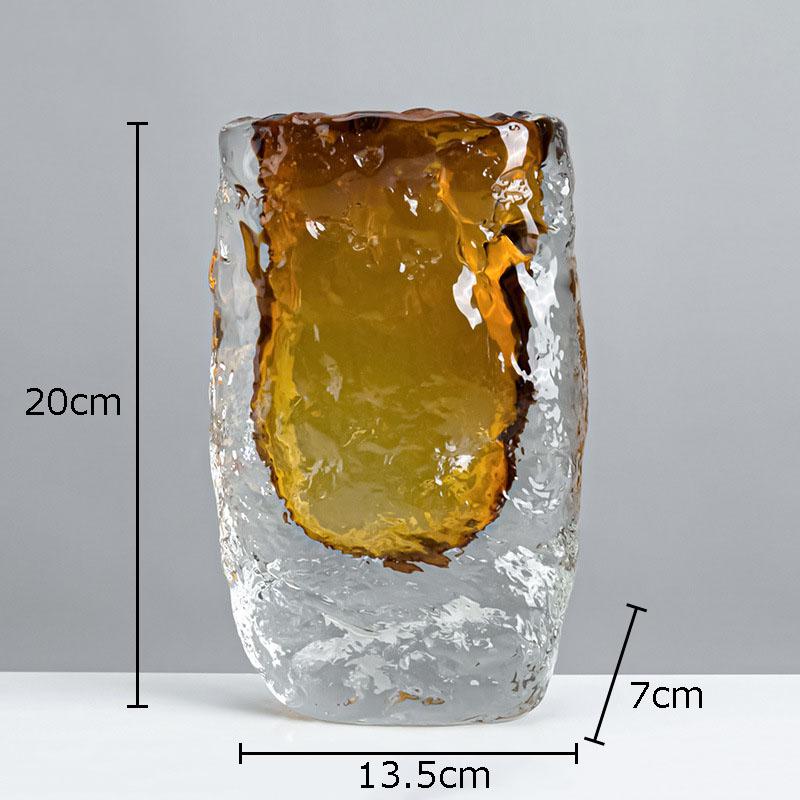 Transparent Amber Wrinkle Glass Vase Hydroponics Floral Vases Desk Decoration Artificial Flowers Decorative Flower Arrangement