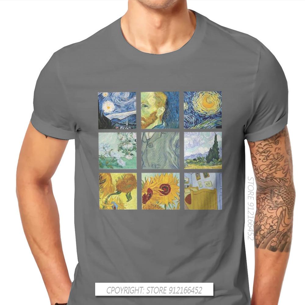 Vintage Alternative Funny Artwork Van Gogh Painting Unisex Tshirt Homme Graphic Clothes Cool Design Pure Cotton Harajuku T Shirt