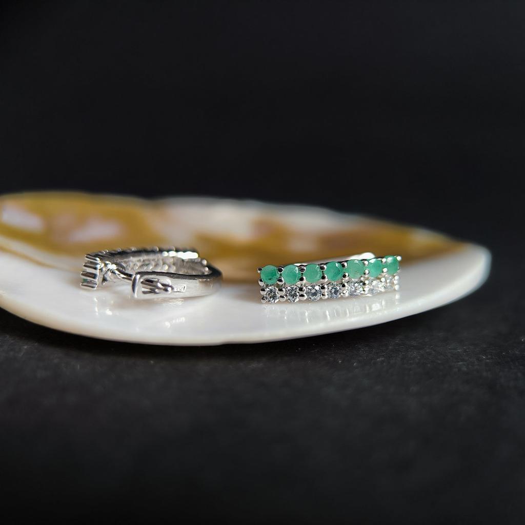 Серебряные серьги с натуральным изумрудом 1.275ct (2206095)